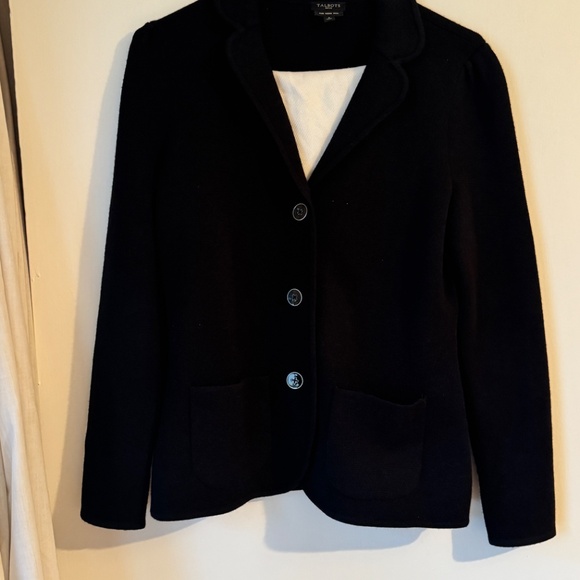 Talbots 100% merino wool black cardigan jacket sweater new size s petite women's - Picture 9 of 10